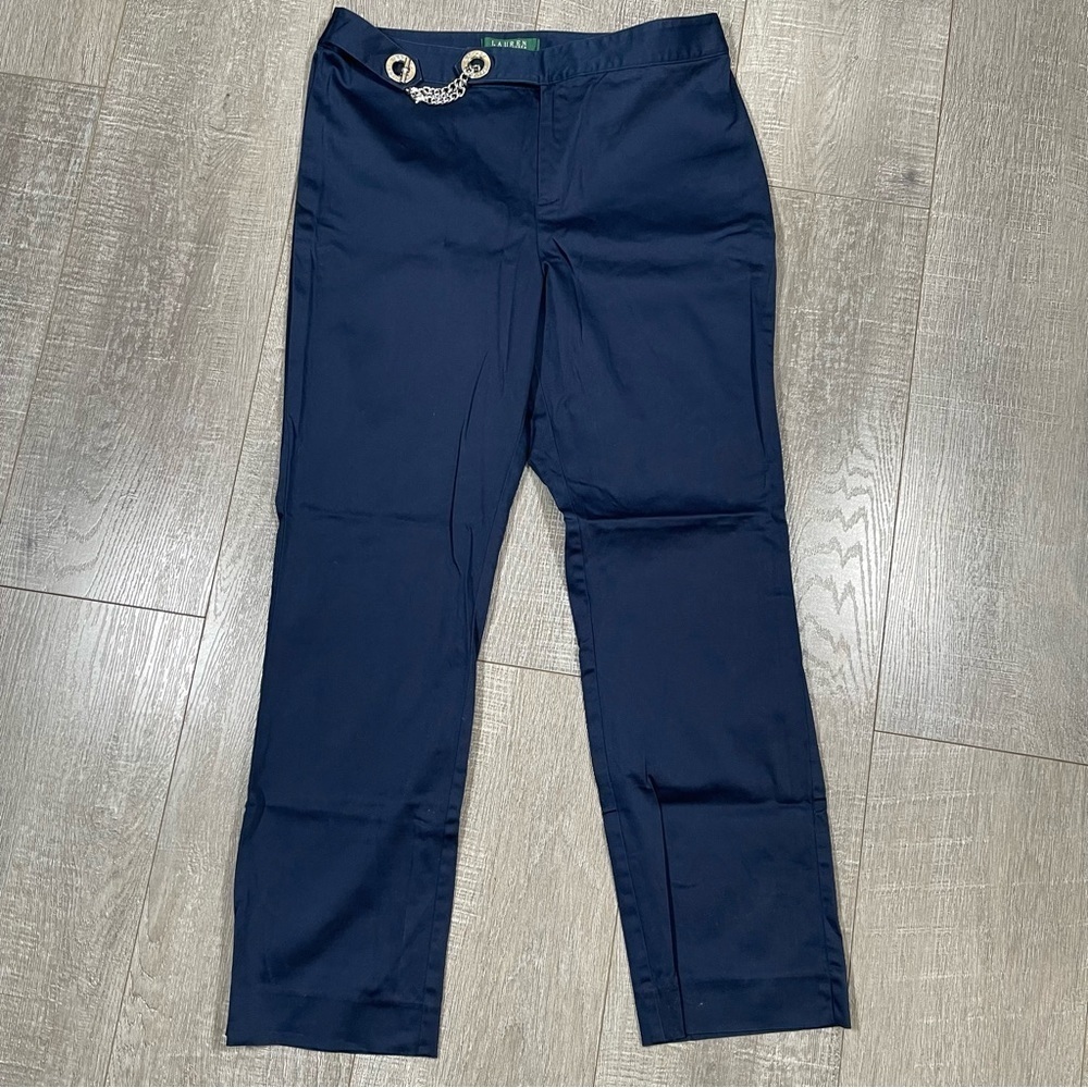 Lauren Ralph Lauren Dressy Pant Trousers chain detail Size 8 Petite straight leg